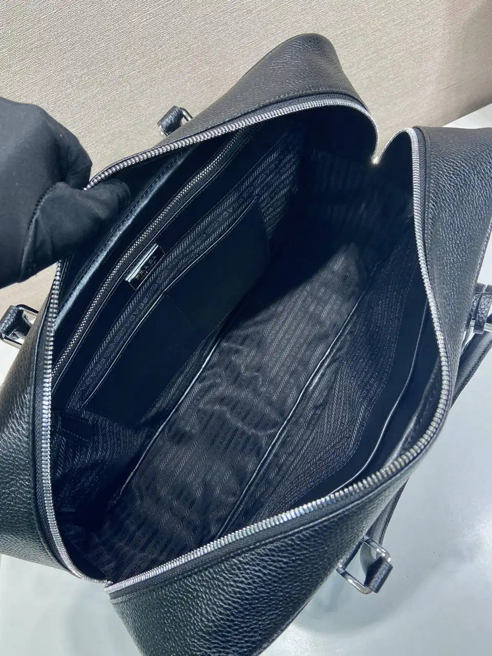 Prada 2VE027 Leather work bag Black