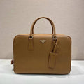 Prada 2VE027 Leather work bag Gold Brown
