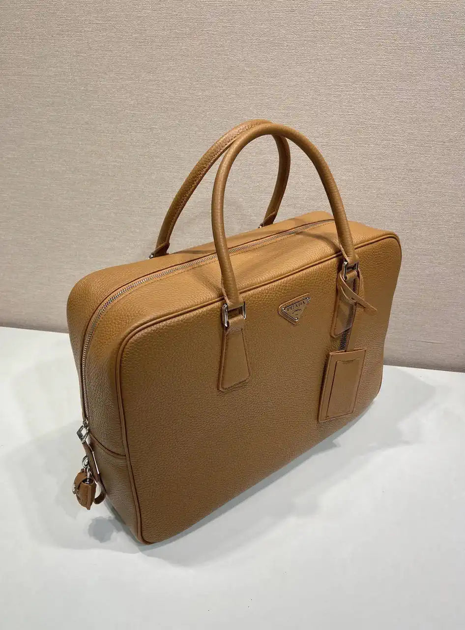 Prada 2VE027 Leather work bag Gold Brown