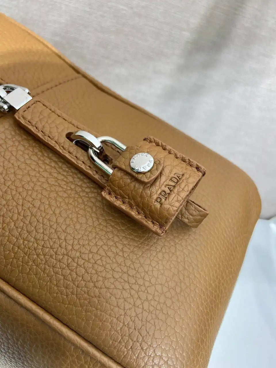Prada 2VE027 Leather work bag Gold Brown