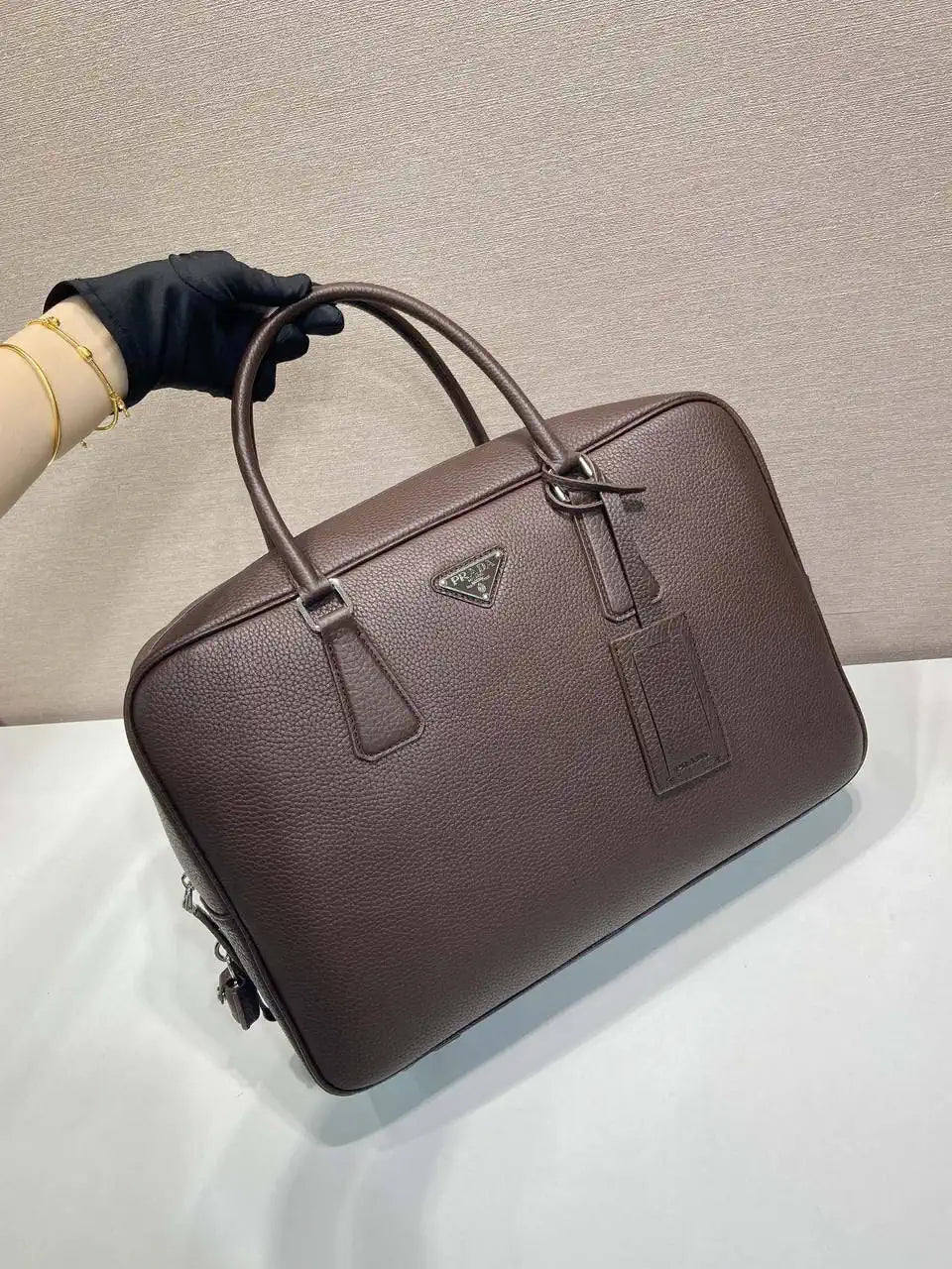 Prada 2VE027 Leather work bag Sienna
