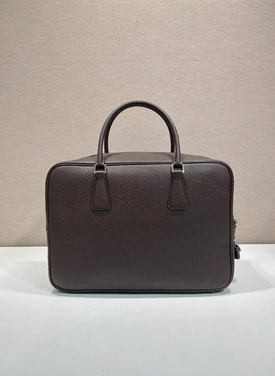 Prada 2VE027 Leather work bag Sienna