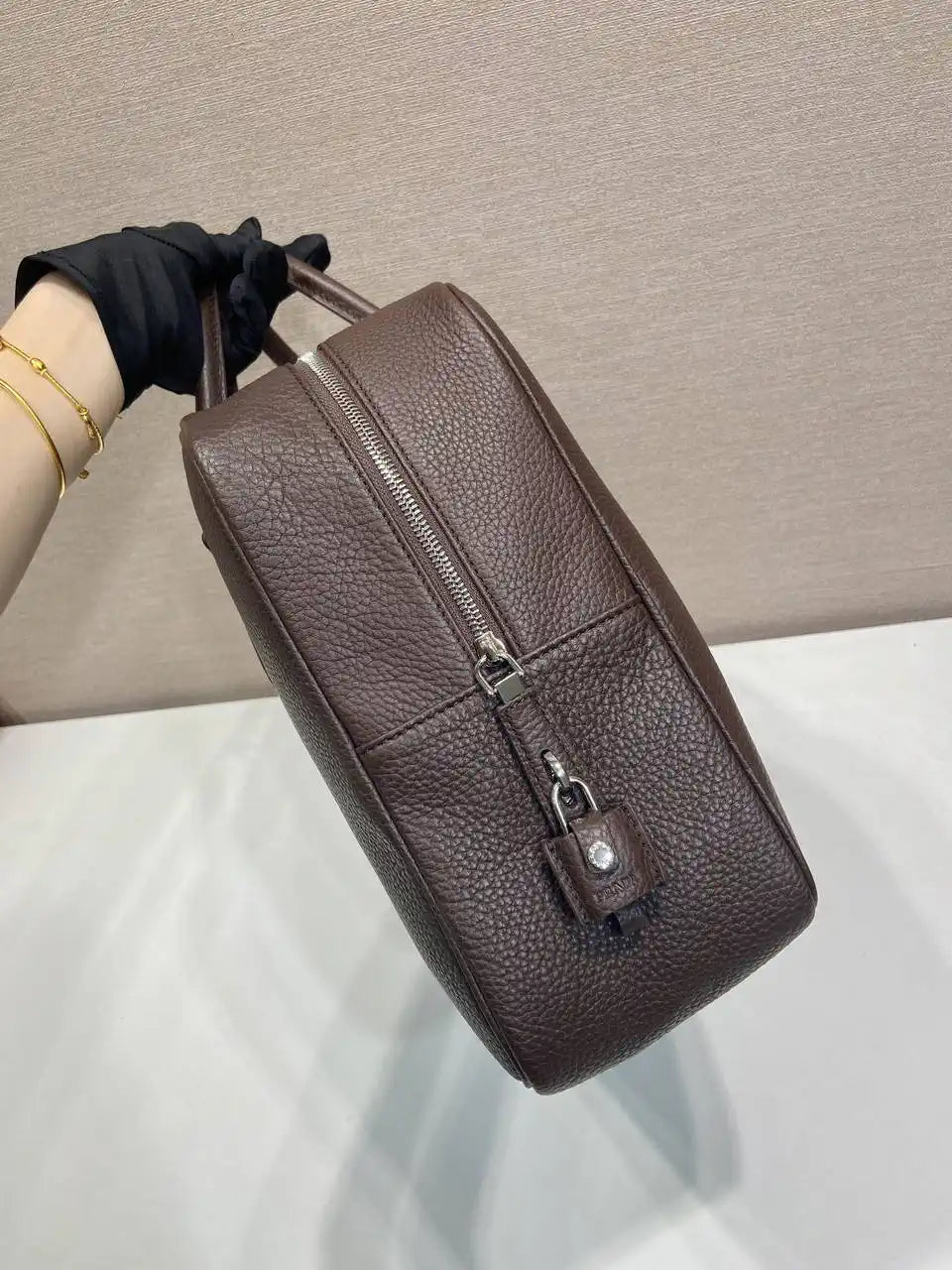 Prada 2VE027 Leather work bag Sienna
