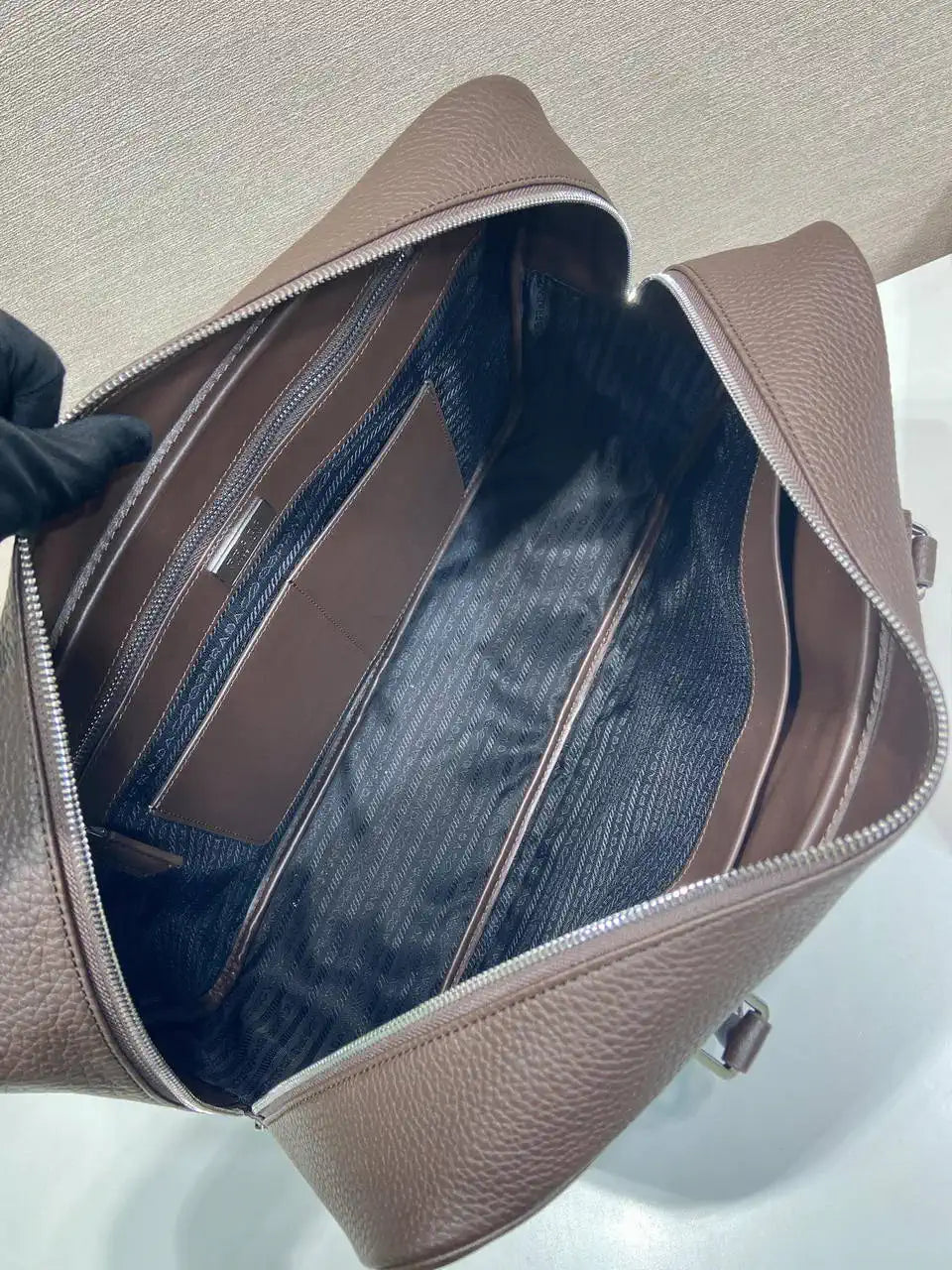 Prada 2VE027 Leather work bag Sienna