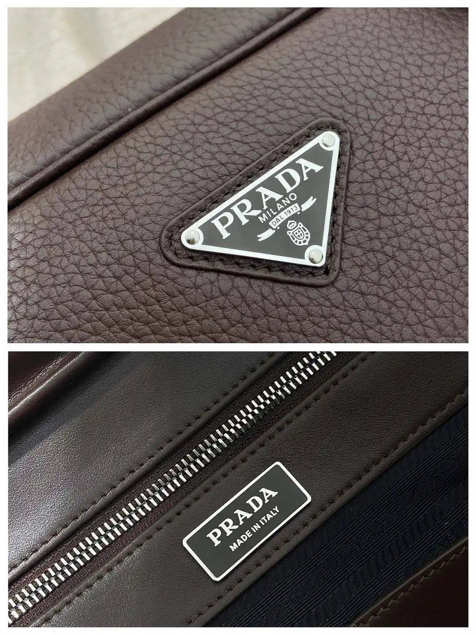 Prada 2VE027 Leather work bag Sienna