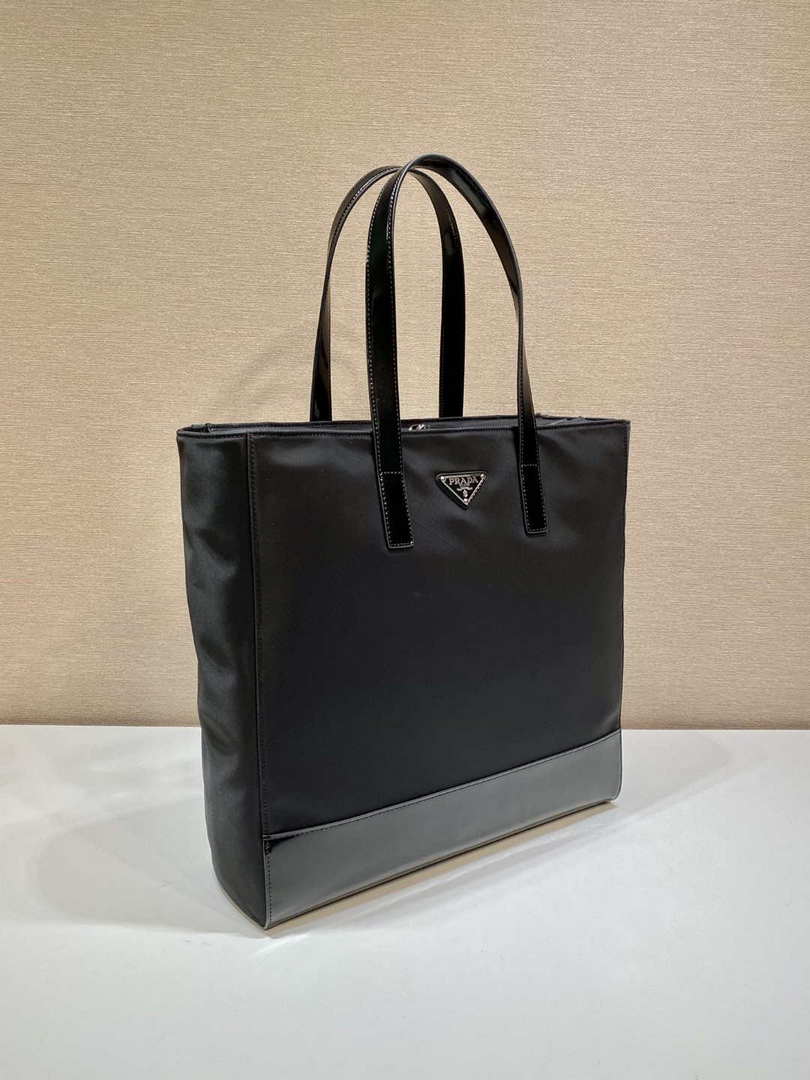 Prada 2VG071 Re-Nylon and Leather tote Black