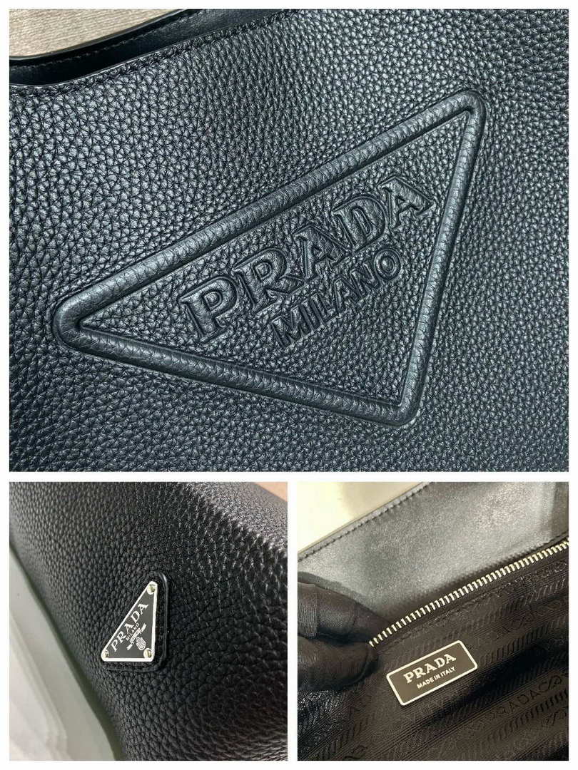 Prada 2VG092 Leather Tote Shoulder Bags Black