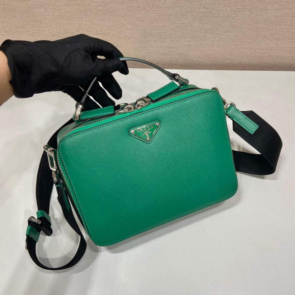 Prada 2VH069 Brique Saffiano leather bag Mango green