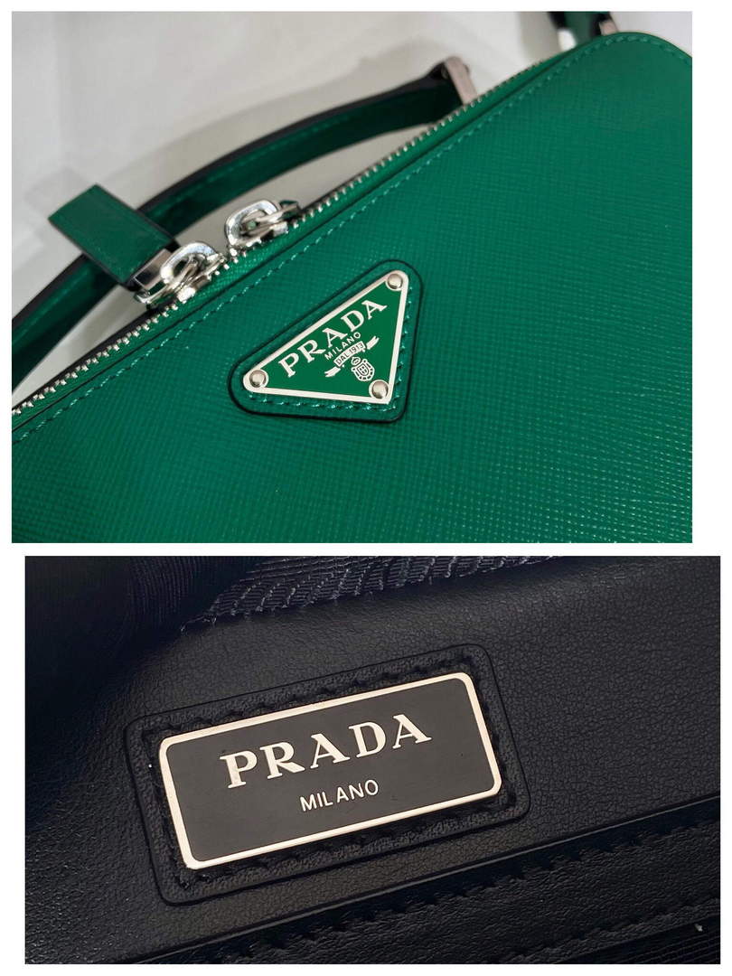 Prada 2VH069 Brique Saffiano leather bag Mango green