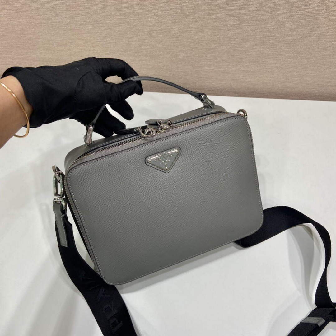 Prada 2VH069 Brique Saffiano leather bag Marble Gray