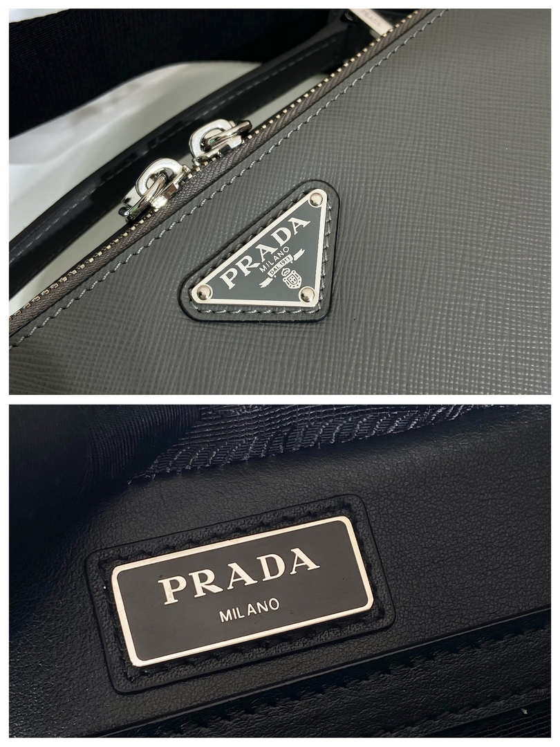 Prada 2VH069 Brique Saffiano leather bag Gray