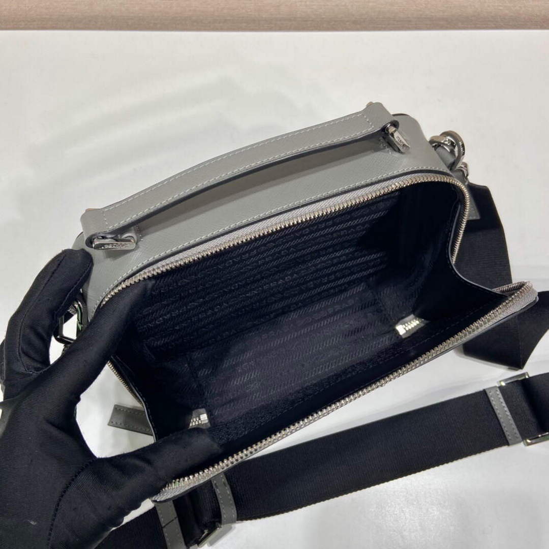 Prada 2VH069 Brique Saffiano leather bag Marble Gray