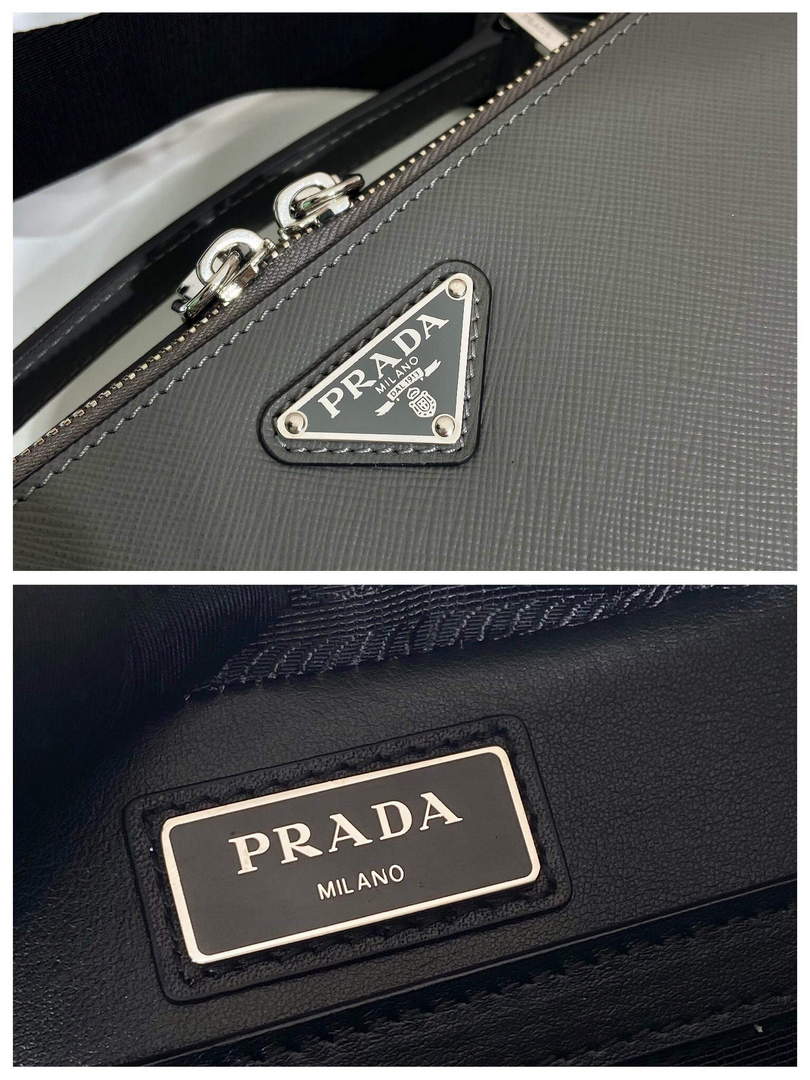 Prada 2VH069 Brique Saffiano leather bag Marble Gray