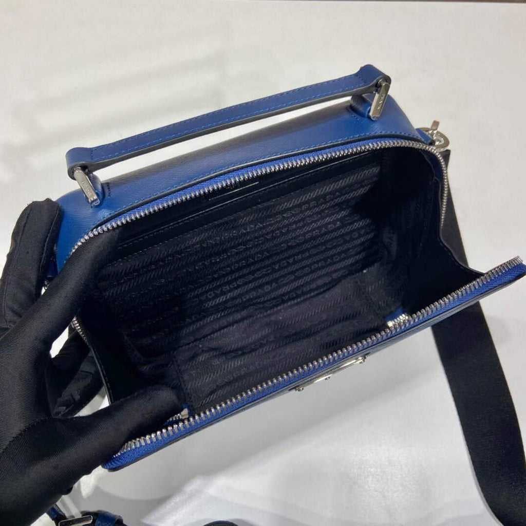Prada 2VH069 Brique Saffiano leather bag Bluette