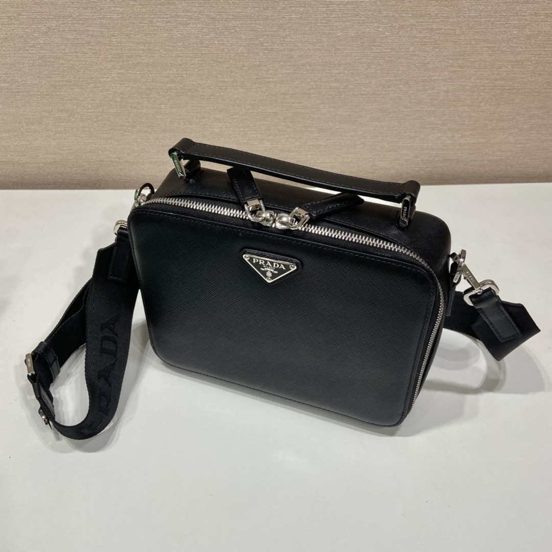 Prada 2VH069 Brique Saffiano leather bag Black