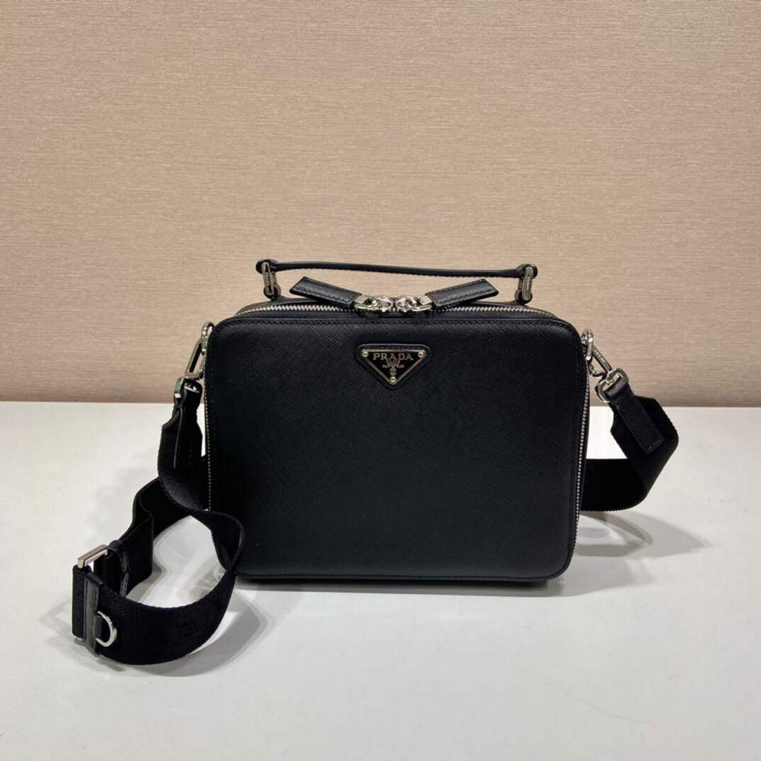 Prada 2VH069 Brique Saffiano leather bag Black