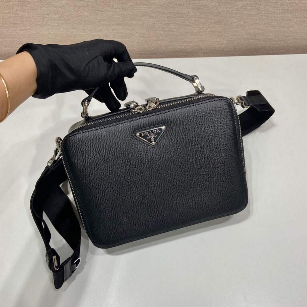 Prada 2VH069 Brique Saffiano leather bag Black