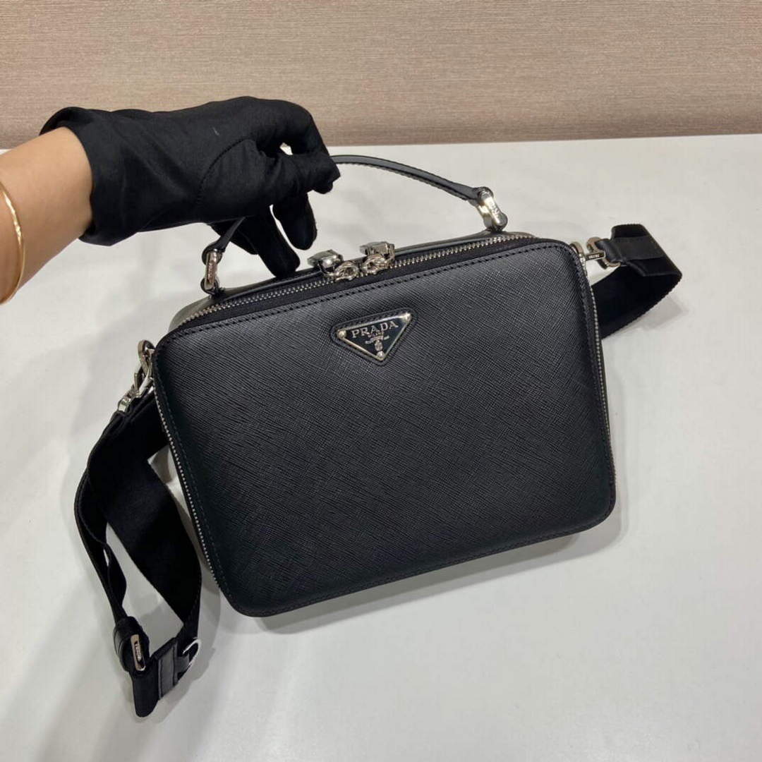 Prada 2VH069 Brique Saffiano leather bag Black
