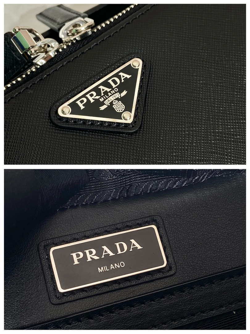 Prada 2VH069 Brique Saffiano leather bag Black