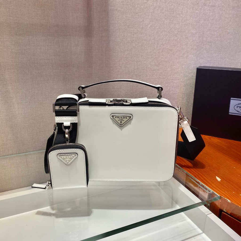 Prada 2VH069 Brique Saffiano Smooth leather bag White