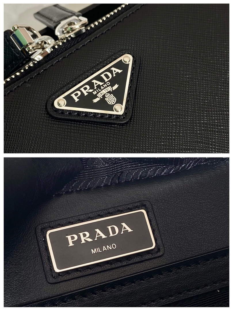 Prada 2VH069 Brique Saffiano leather bag Black