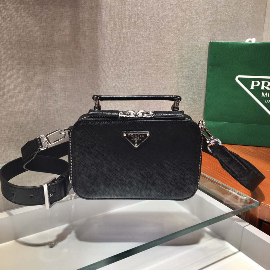 Prada 2VH070 Saffiano Black leather Prada Brique bag - Default Title - View 1