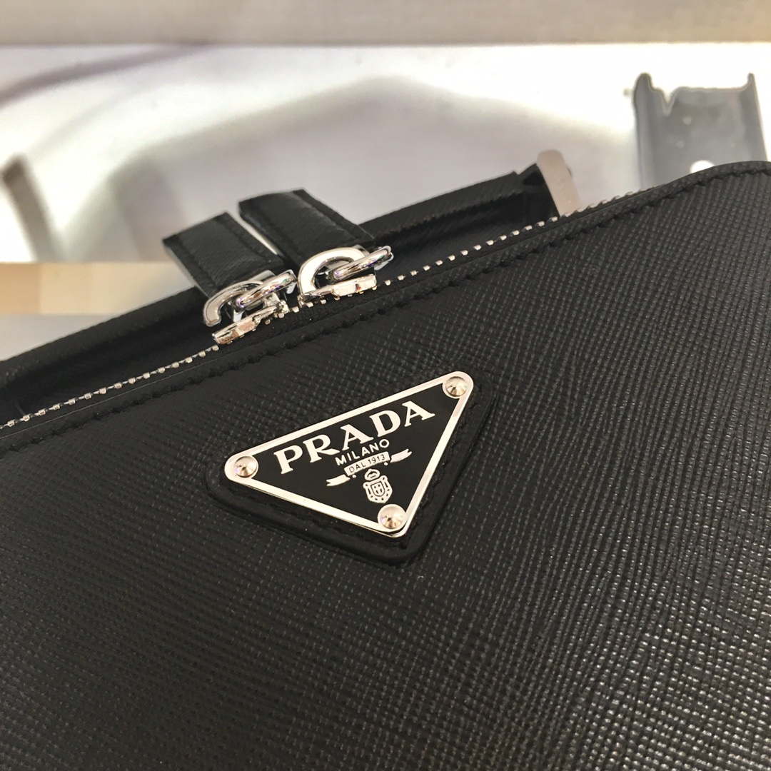 Prada 2VH070 Saffiano Black leather Prada Brique bag - Default Title - View 6