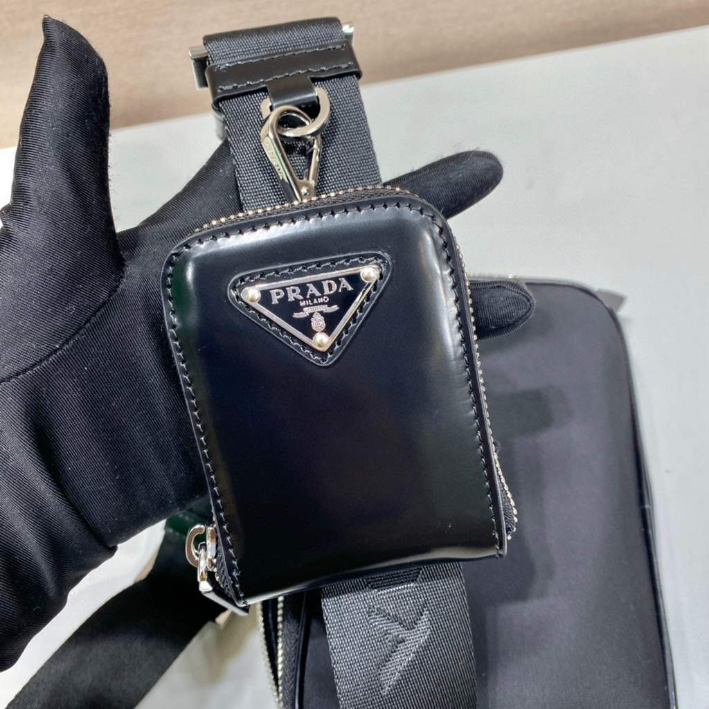 Prada 2VH070 Saffiano nylon leather Prada Brique bag Black