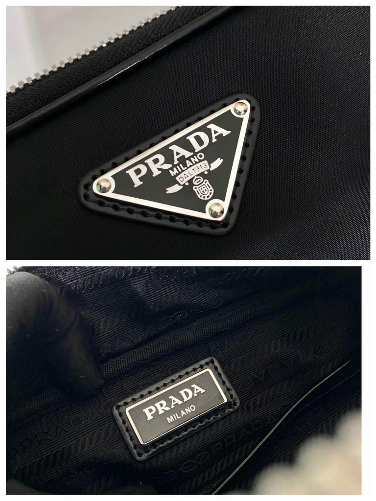 Prada 2VH070 Saffiano nylon leather Prada Brique bag Black