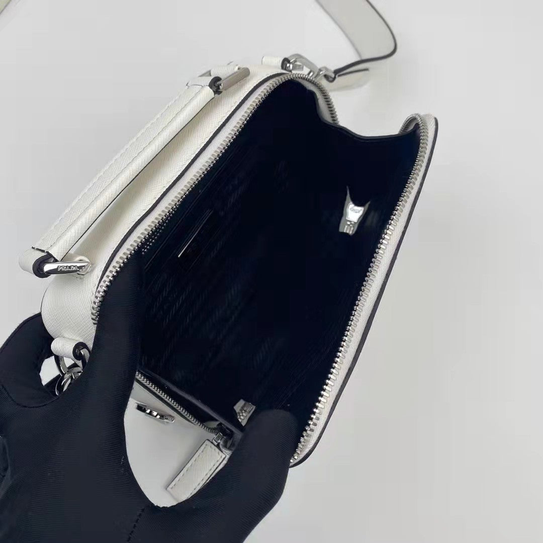 Prada 2VH070  Brique leather bag White