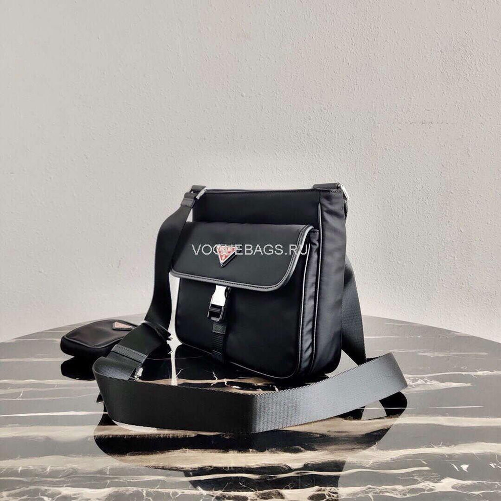 Prada  2VH110 Nylon Cross Body Bag Black - luxibagsmall