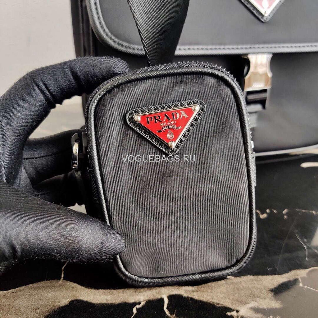 Prada  2VH110 Nylon Cross Body Bag Black - luxibagsmall