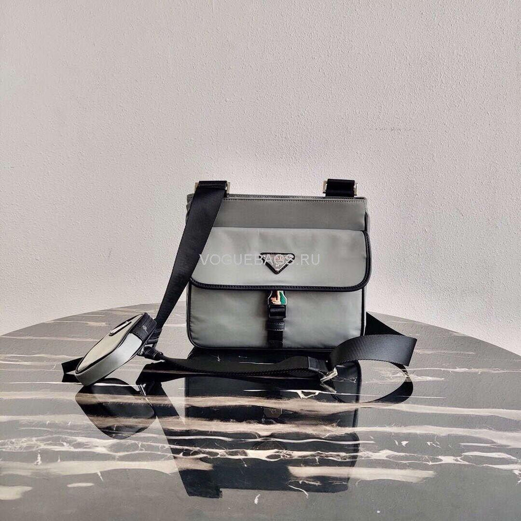 Prada  2VH110 Nylon Cross Body Bag Gray - luxibagsmall