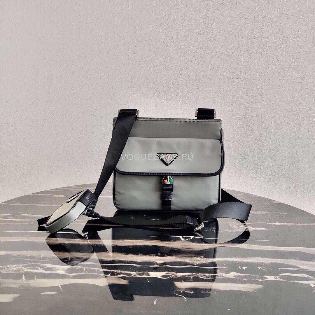 Prada  2VH110 Nylon Cross Body Bag Gray - luxibagsmall