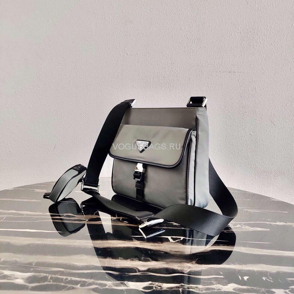 Prada  2VH110 Nylon Cross Body Bag Gray - luxibagsmall