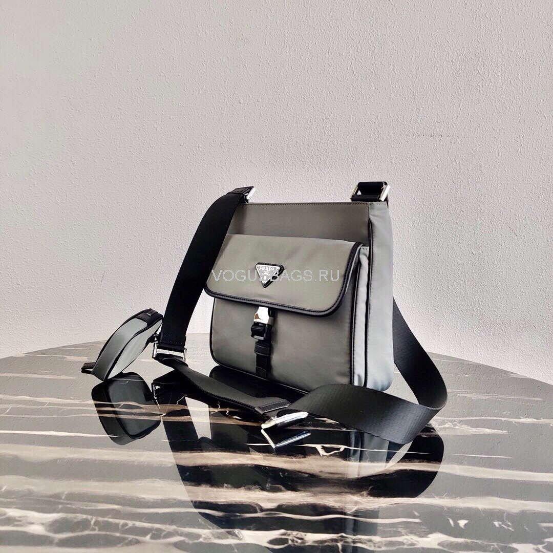 Prada  2VH110 Nylon Cross Body Bag Gray - luxibagsmall