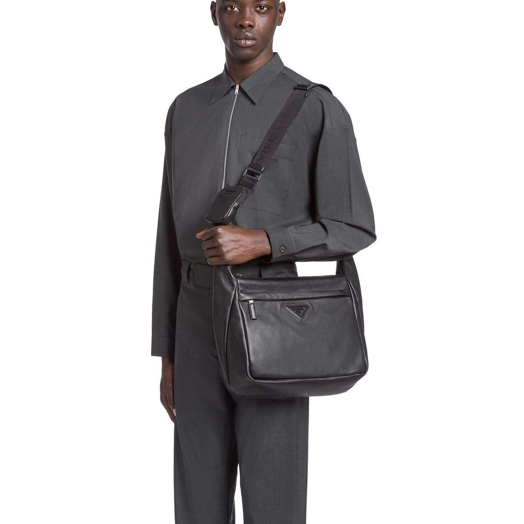 Prada 2VH125 Prada Leather Shoulder Bag Black - Voguebags