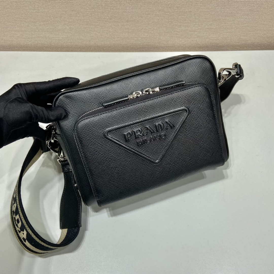 Prada 2VH152 Saffiano leather shoulder bag Black