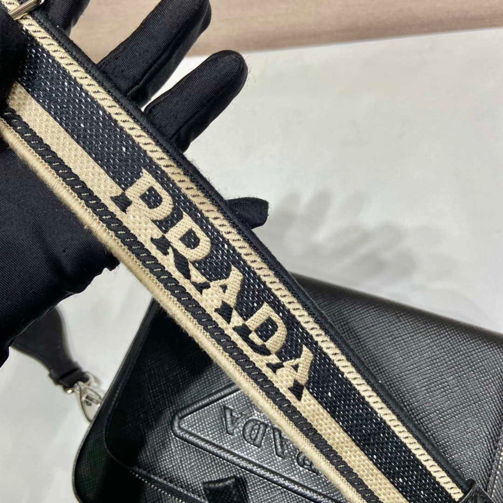 Prada 2VH152 Saffiano leather shoulder bag Black