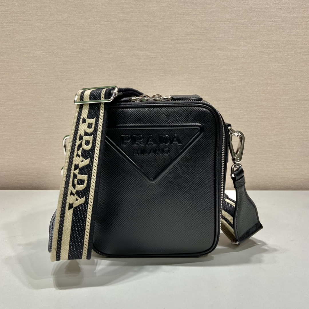 Prada 2VH154 Saffiano leather shoulder bag Black