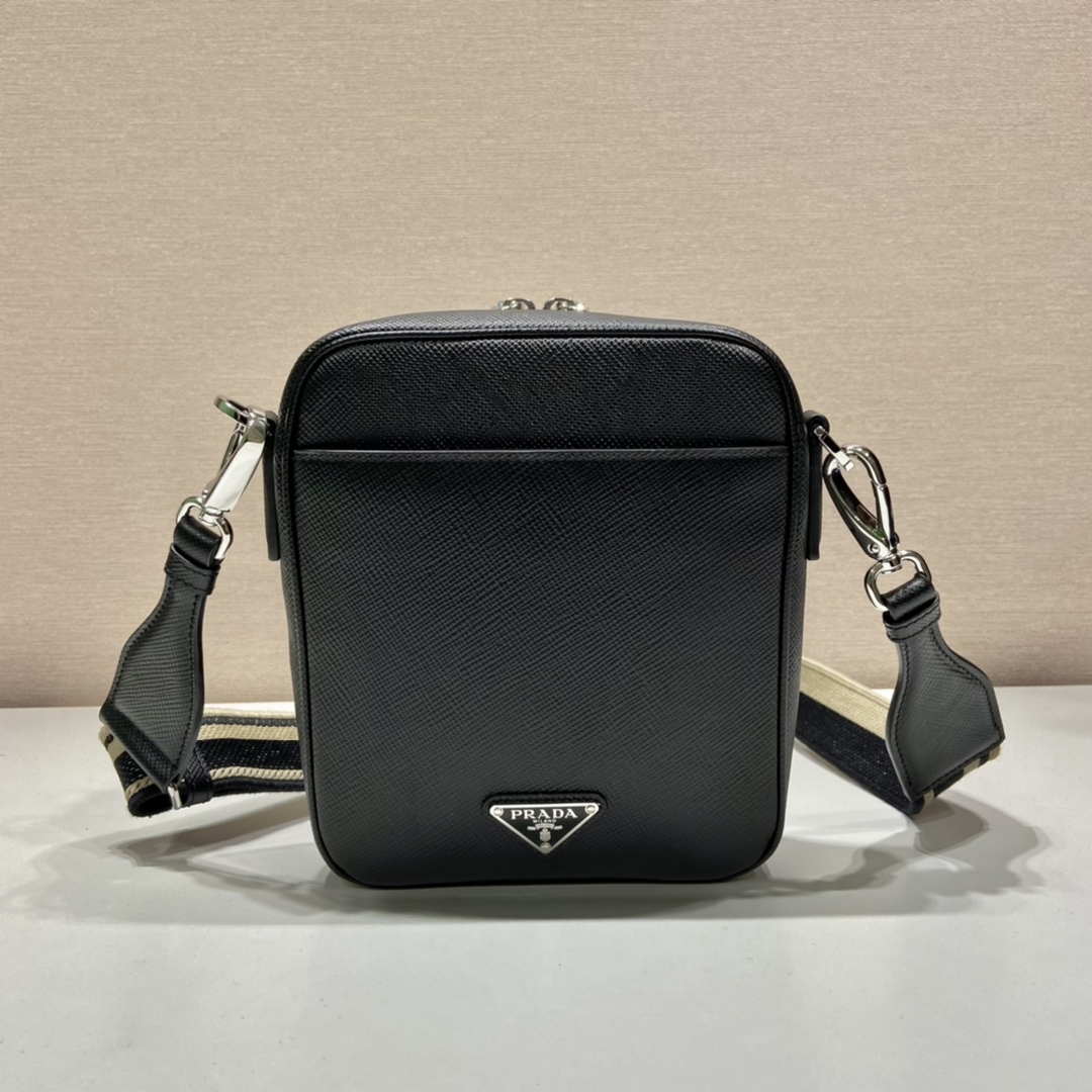 Prada 2VH154 Saffiano leather shoulder bag Black