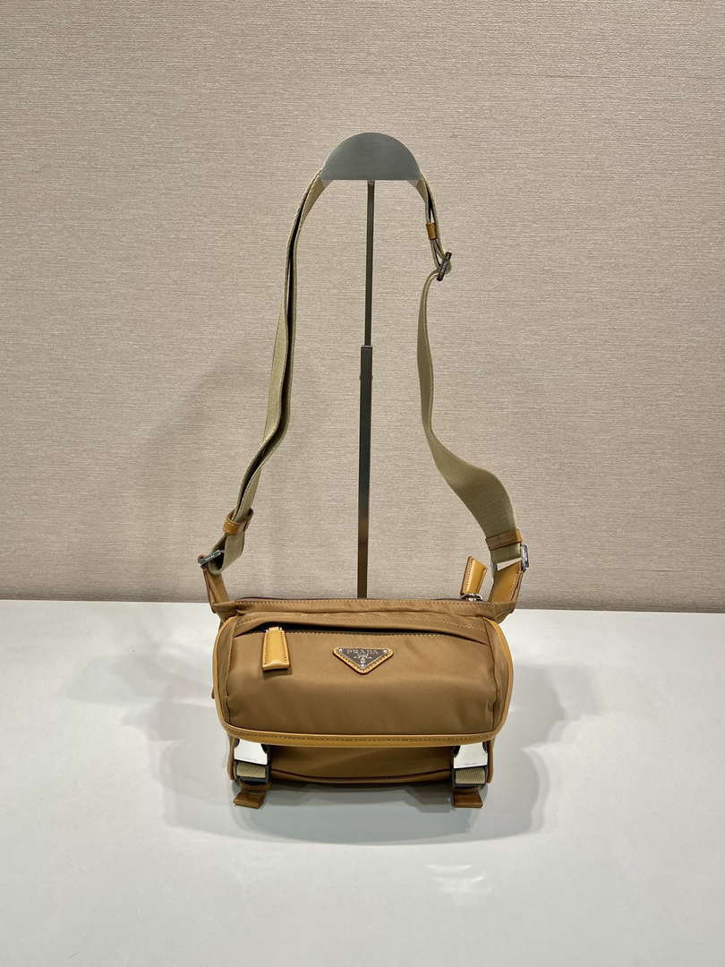 Prada 2VH171 Mini Re-Nylon and leather shoulder bag Tan