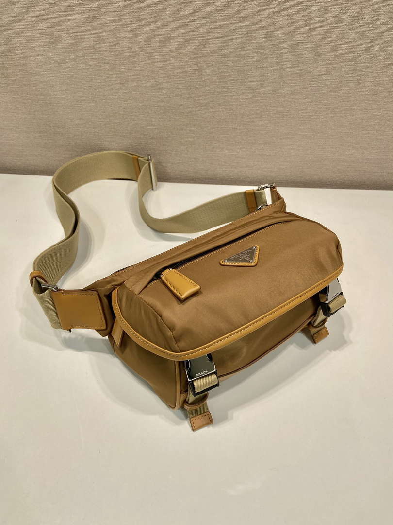 Prada 2VH171 Mini Re-Nylon and leather shoulder bag Tan