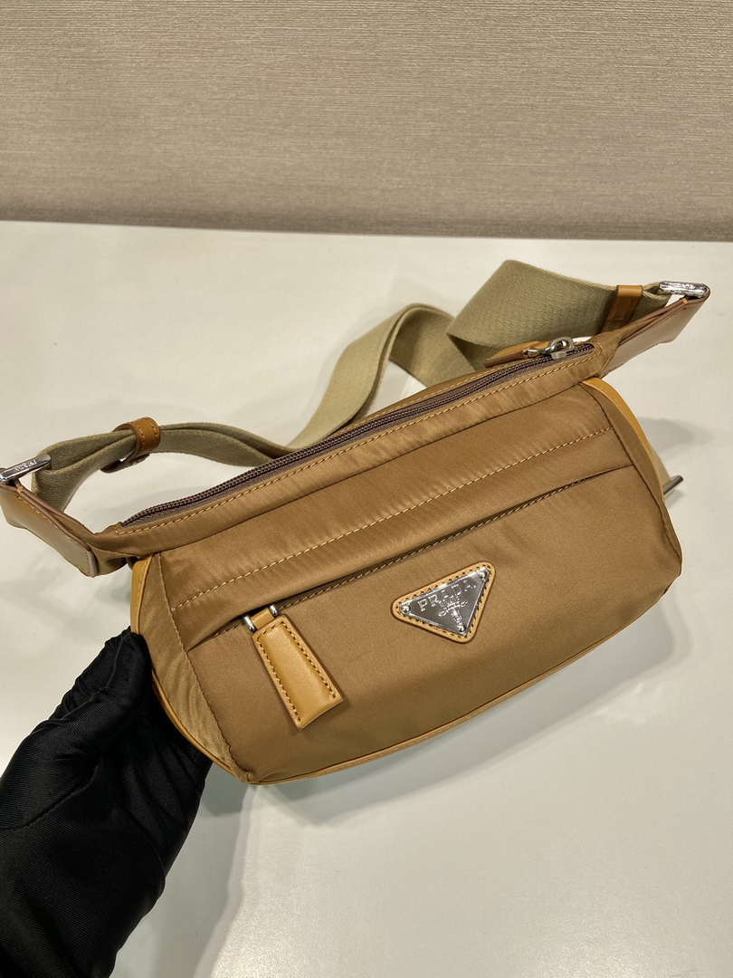 Prada 2VH171 Mini Re-Nylon and leather shoulder bag Tan
