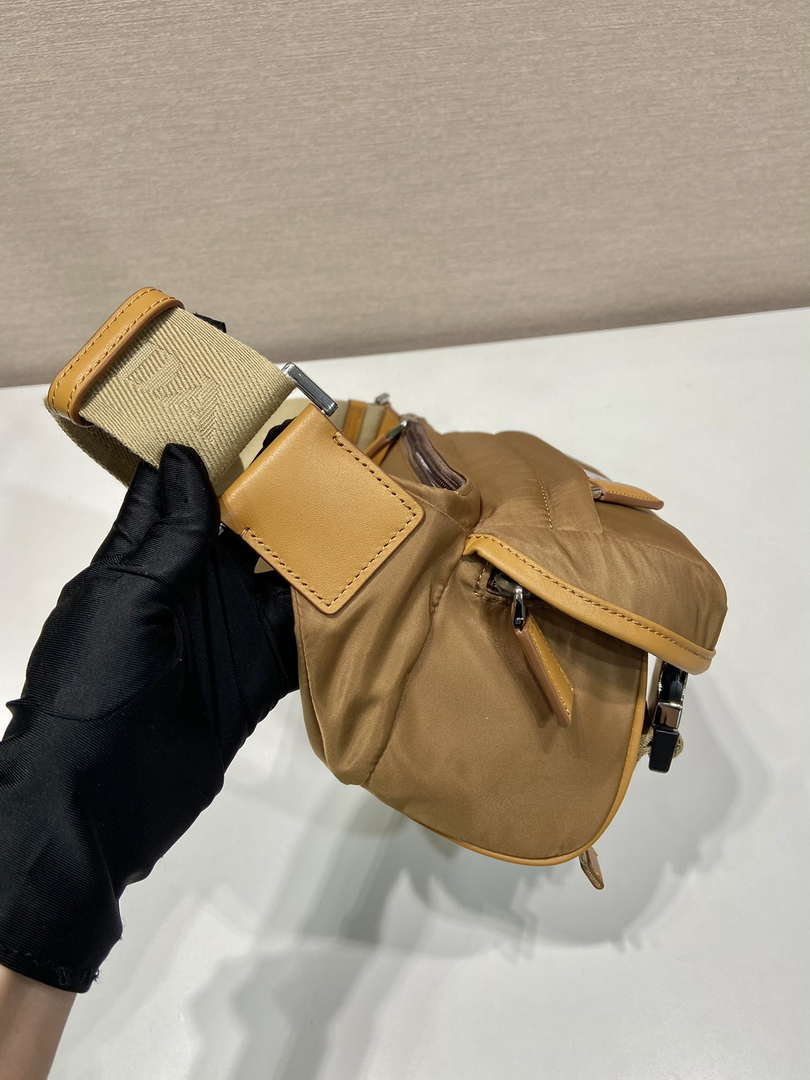 Prada 2VH171 Mini Re-Nylon and leather shoulder bag Tan - Default Title - View 5