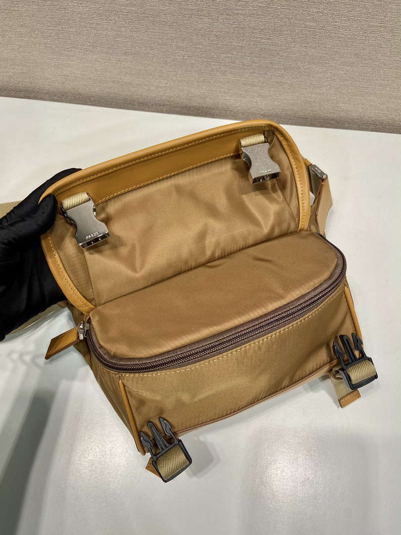 Prada 2VH171 Mini Re-Nylon and leather shoulder bag Tan