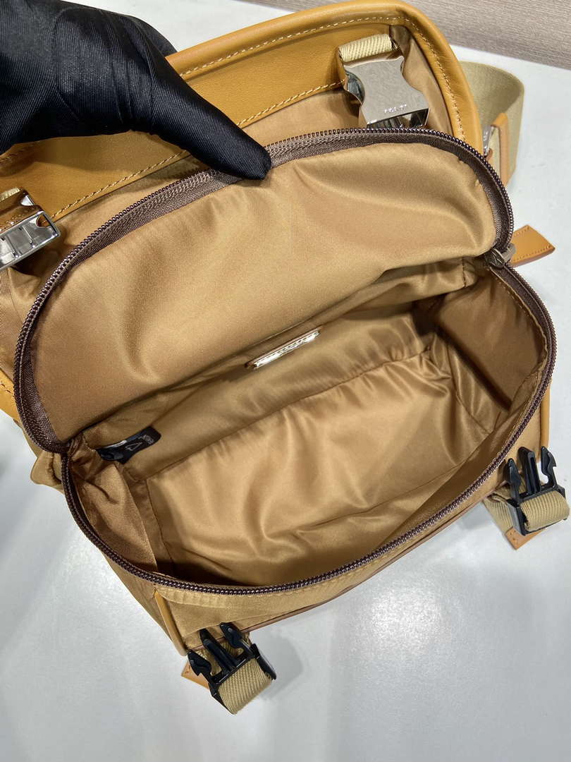 Prada 2VH171 Mini Re-Nylon and leather shoulder bag Tan
