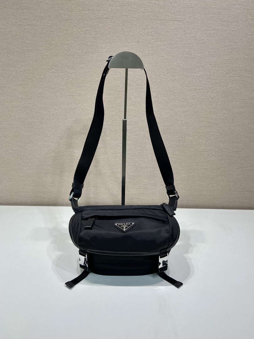 Prada 2VH171 Mini Re-Nylon and leather shoulder bag Black