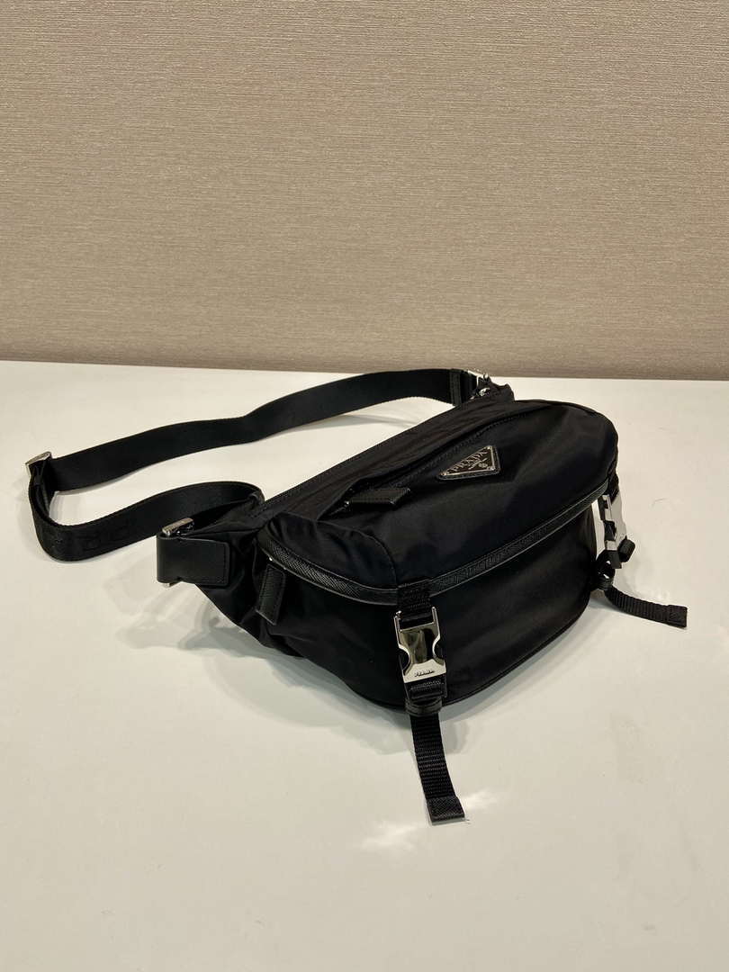 Prada 2VH171 Mini Re-Nylon and leather shoulder bag Black