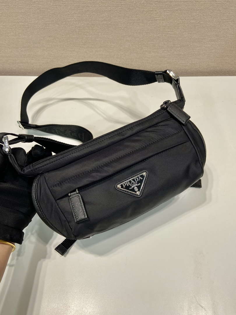 Prada 2VH171 Mini Re-Nylon and leather shoulder bag Black